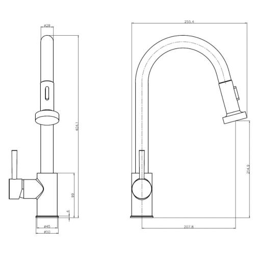 Reginox MARTA Pull Out Kitchen Tap - Single Lever Chrome